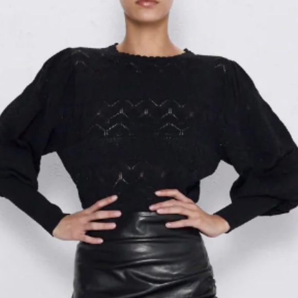 Zara Sweaters - NWT Zara Black Knit Balloon Sleeve Dress Size S
